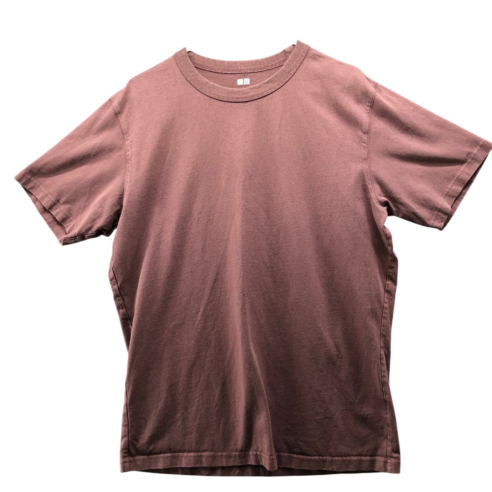 Uniqlo U Crew Neck Short Sleeve T-Shirt Mens Large Mauve Brown Cotton Casual Tee